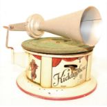 A Bing Model No.5019 tinplate model of a Kiddyphone gramophone finished in cream and red with