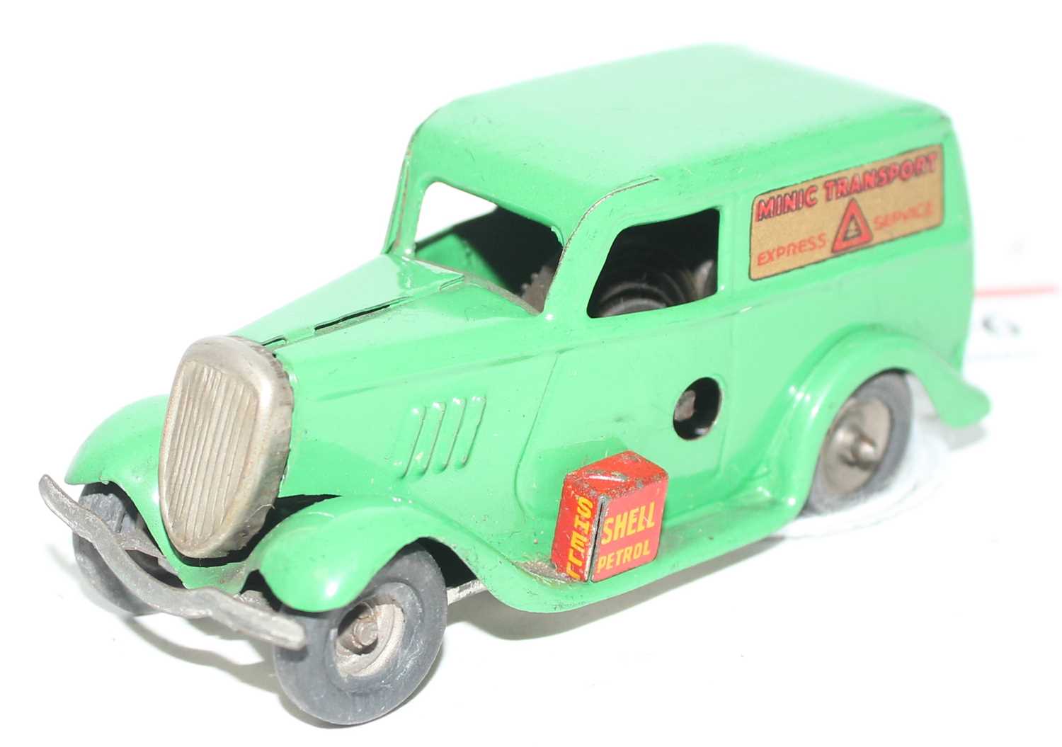 Triang Minic No.2M pre-war Ford Light Van. Mid green with Minic Transport transfer to sides (VGNM)