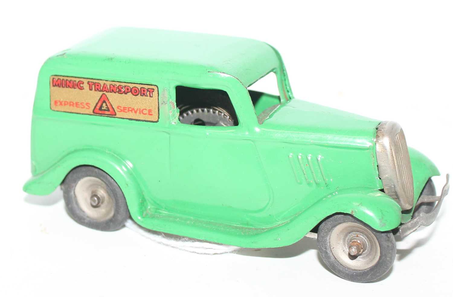 Triang Minic No.2M pre-war Ford Light Van. Mid green with Minic Transport transfer to sides (VGNM) - Image 2 of 3