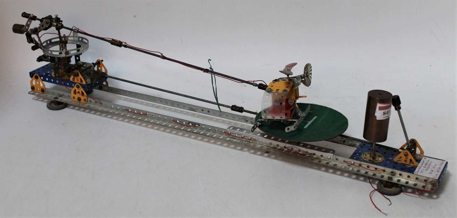 Made Meccano model of rotating helicopter
