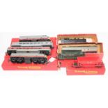 Eight Triang TC items: R56 4-6-4 tank loco black No.4830 (E-BVG); R55 diesel electric loco, silver