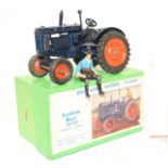 A Britains model No. 128F Fordson Major tractor comprising of dark blue body with orange hubs and