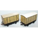 Two Hornby Dublo Post War SR Meat Wagons, one with corrosion on roof, and a few chips (F-G), other