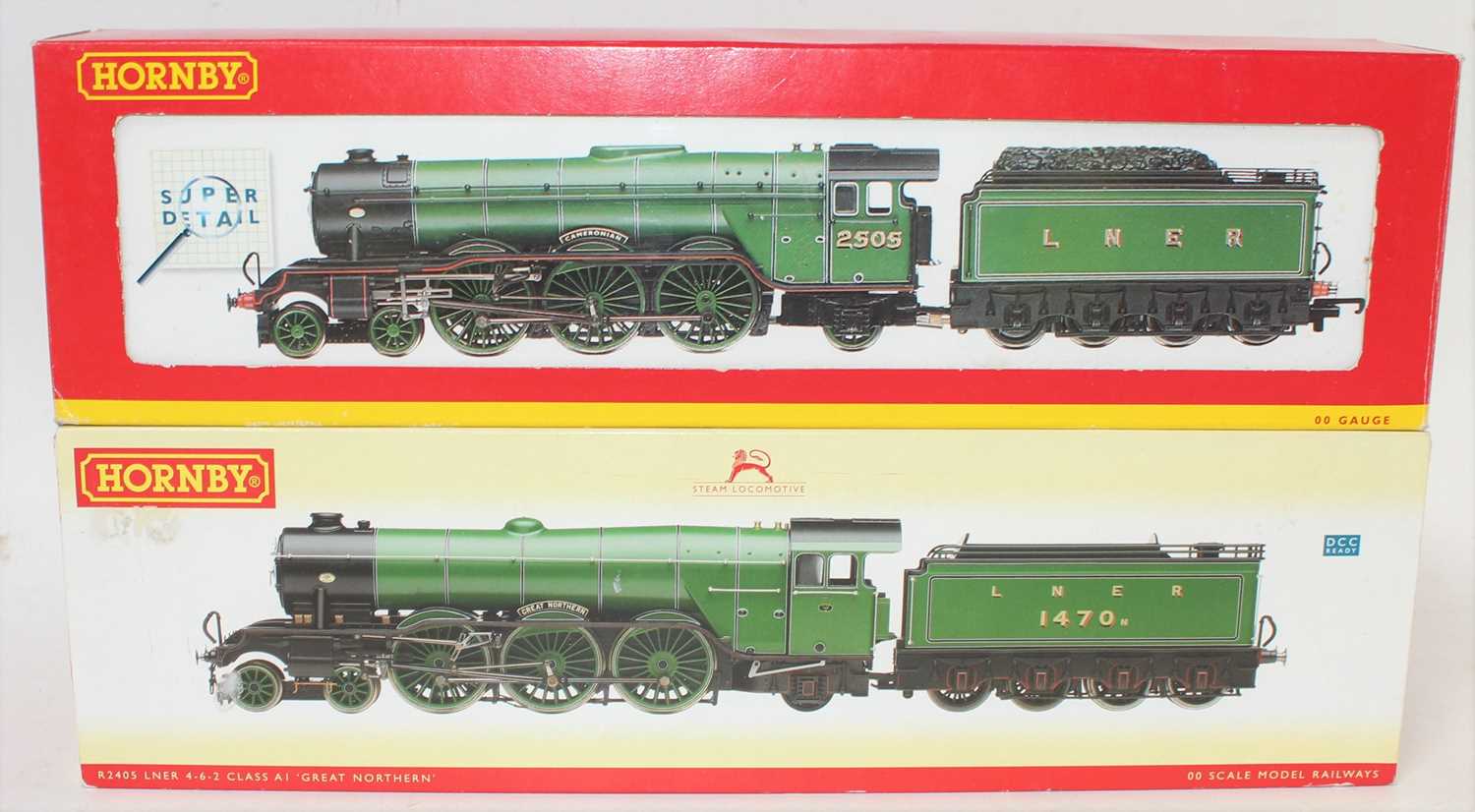 A Hornby 00 gauge boxed locomotive group, two examples to include a No. R2405 Great Northern Class