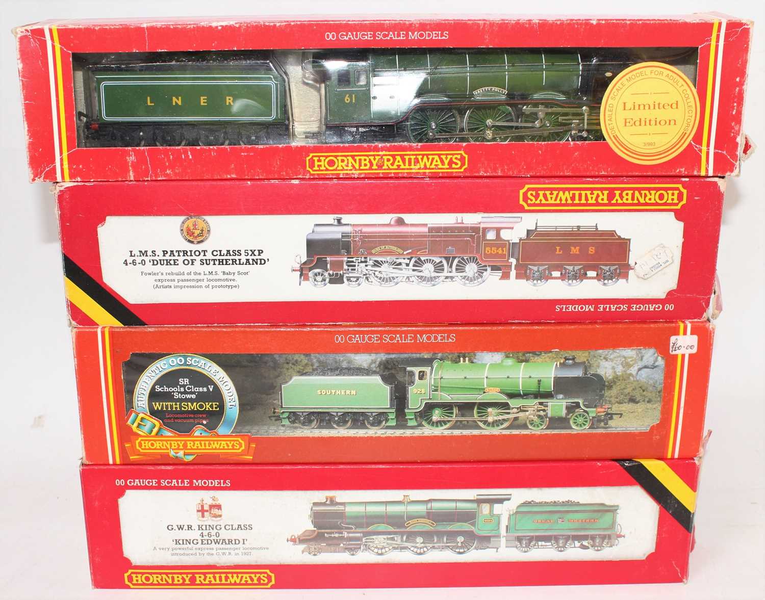 Four various boxed Hornby Railways 00 gauge locomotives and tenders, to include a No. R357 Duke of