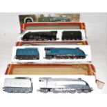 Three various Hornby Railways 00 gauge Class A4 locomotives, all housed in original boxes to include