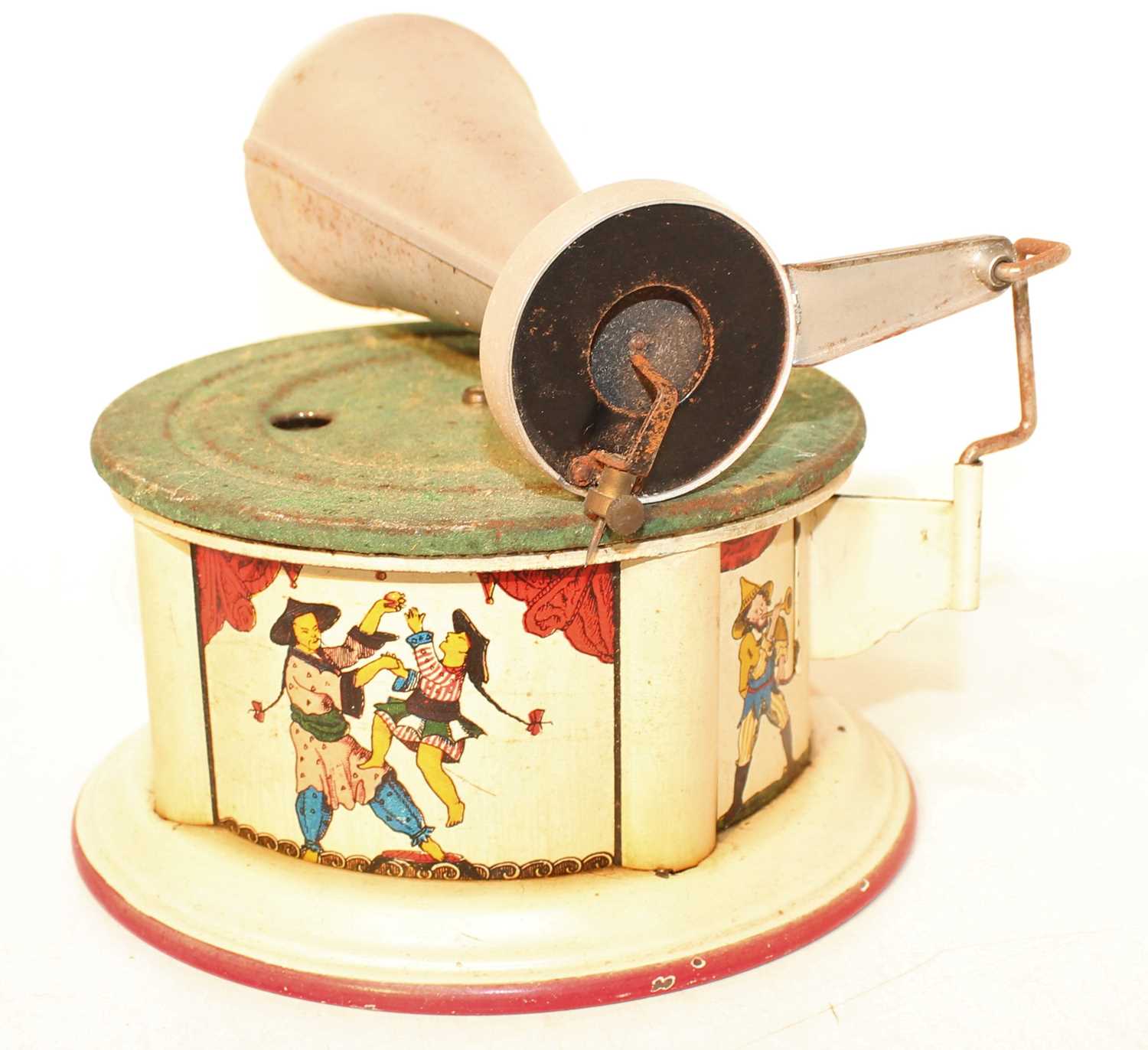 A Bing Model No.5019 tinplate model of a Kiddyphone gramophone finished in cream and red with - Image 2 of 2