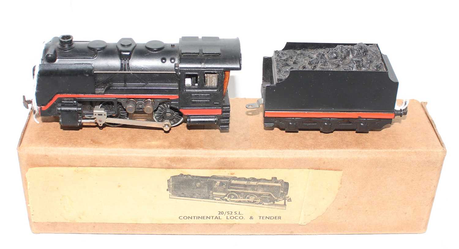 TTR Trix 20/52 S.L continental loco and tender 0-4-0 black with red footplate edges (E-BE), with