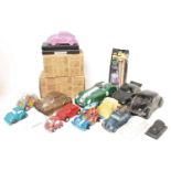 One tray containing a quantity of various VW related tinplate, ceramic, and other vehicles and