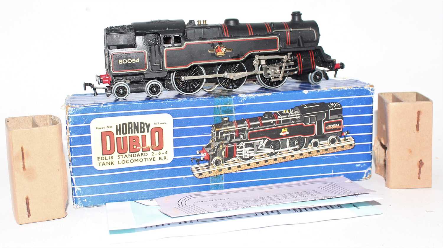 Hornby Dublo EDL18 2-6-4 standard 4 tank locomotive, BR 80054 (VG), repair box, picture style No. - Image 2 of 3