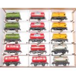 15 Hornby Dublo tank wagons, 3 each of Power, Shell Lubricating Oil, Mobil, Vacuum, 2x Esso Silver