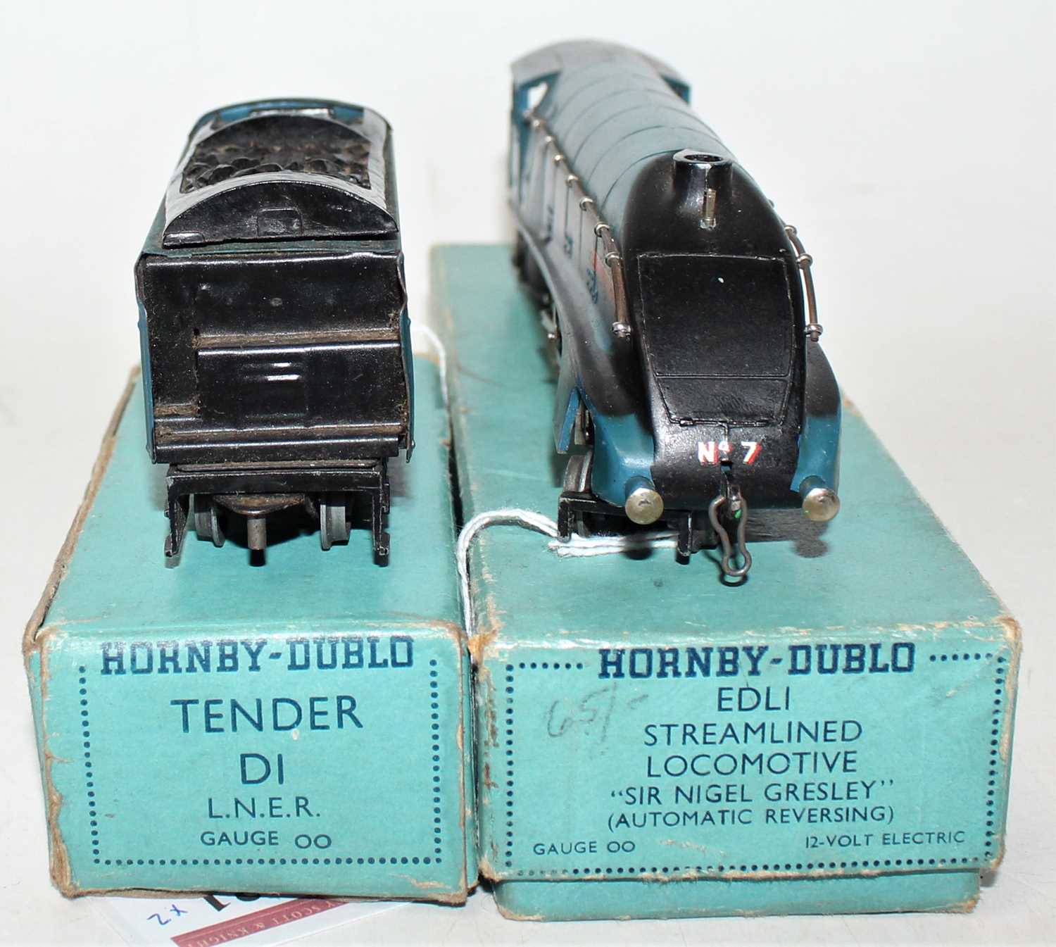 Hornby Dublo EDL1 3-Rail loco and tender "Sir Nigel Gresley" LNER blue No.7, Loco (E), horseshoe - Image 3 of 3