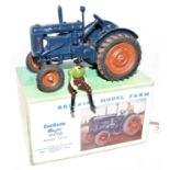 A Britains No. 128F model farm series Fordson Major Tractor comprising of dark blue body with orange