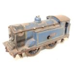 Bassett Lowke 1921-9 0-4-0 Clockwork tank locomotive, Caledonian Blue No.112, in serious need of