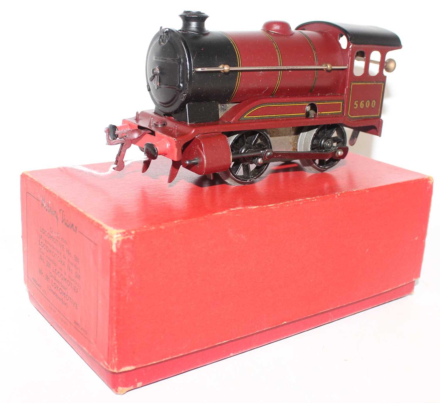 Hornby 1949-54 No.501 Clockwork Loco only, without tender, LMS Red No.5600, Sans Serif (VGNM-BGVG)