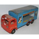 Triang large Circus Van, in blue and red in played with condition, needs cleaning. (F)