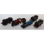 Three 1954-60 clockwork Hornby type 40 tank locos 0-4-0 BR black 82011, all in various states of