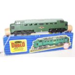 3232 Hornby-Dublo diesel electric loco 3-rail green, one coupling is a brass repro (NM-BE)