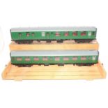 Gauge 1 Model Company coach group, 2 examples both Southern region to include S24547 and S34290,