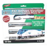 A Kato N gauge No. 106-6285 set comprising of P42 Amtrak loco with three coaches, housed in the