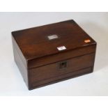 A Victorian rosewood and mother of pearl inlaid work box, and contents, 31cm wide