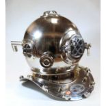 A reproduction American Navy polished metal divers helmet, h.40cm