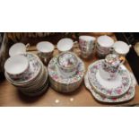 A Crown Staffordshire porcelain part tea service, having floral decoration, together with further