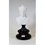 A 20th century polished hardstone head & shoulders bust of a lady, on a socle base, and circular