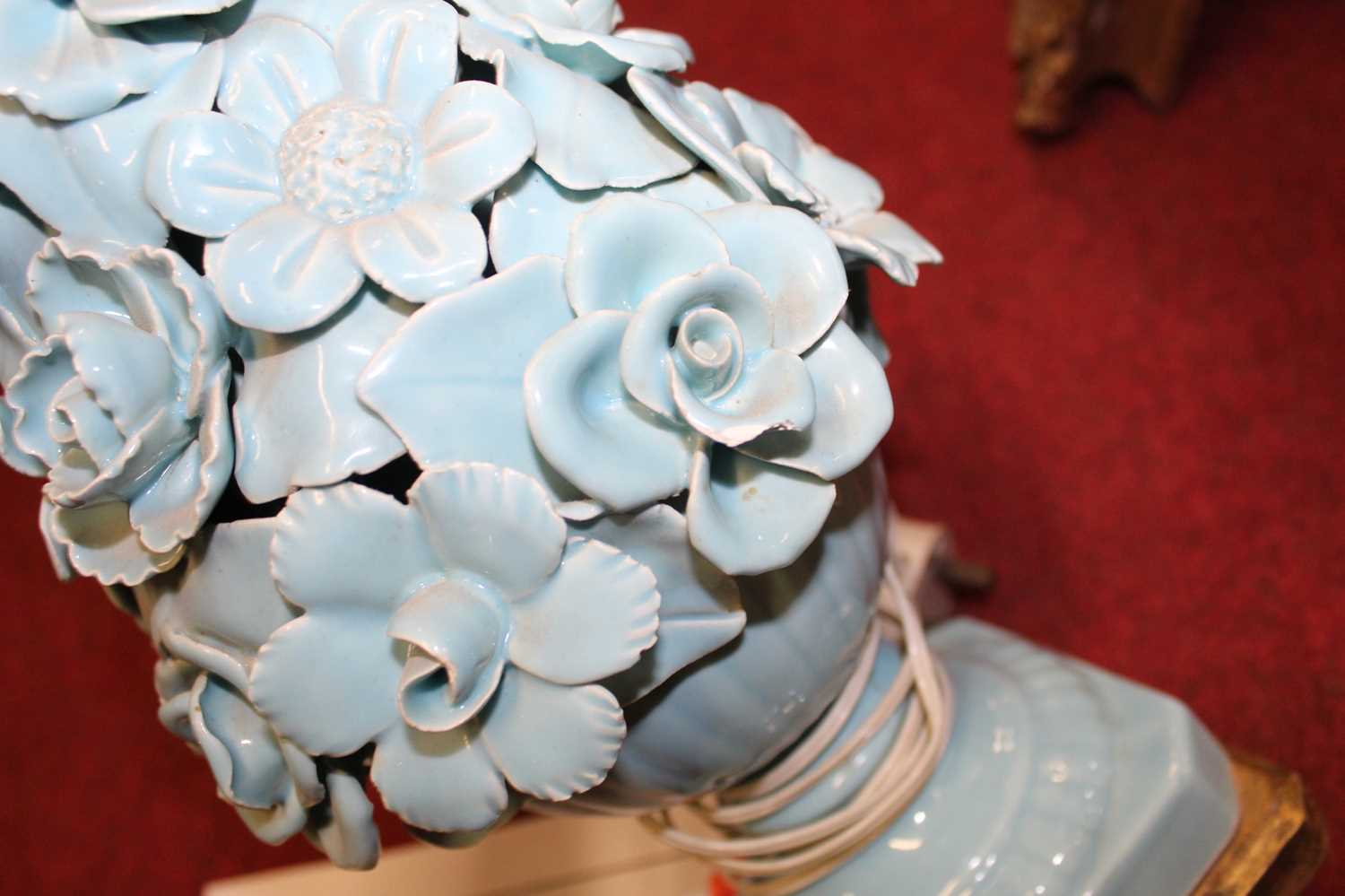 A turquoise glazed porcelain table lamp, height 41cm (excluding fittings) together with a gilt - Image 4 of 7