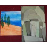 Nicoll - untitled, watercolour; and two other amateur modern artworks (3)