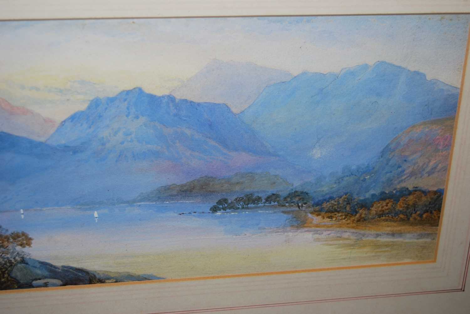 J Tooth - an Alpine lake, watercolour, signed and dated lower left 1864, 23x58cm, and one other - Image 3 of 8