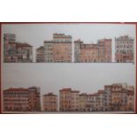 An Italian street scene print entitled Piazza Campo de'Fiori, 63x91cm