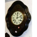 A circa 1900 French vineyard clock, having unsigned circular white enamel dial within a walnut and