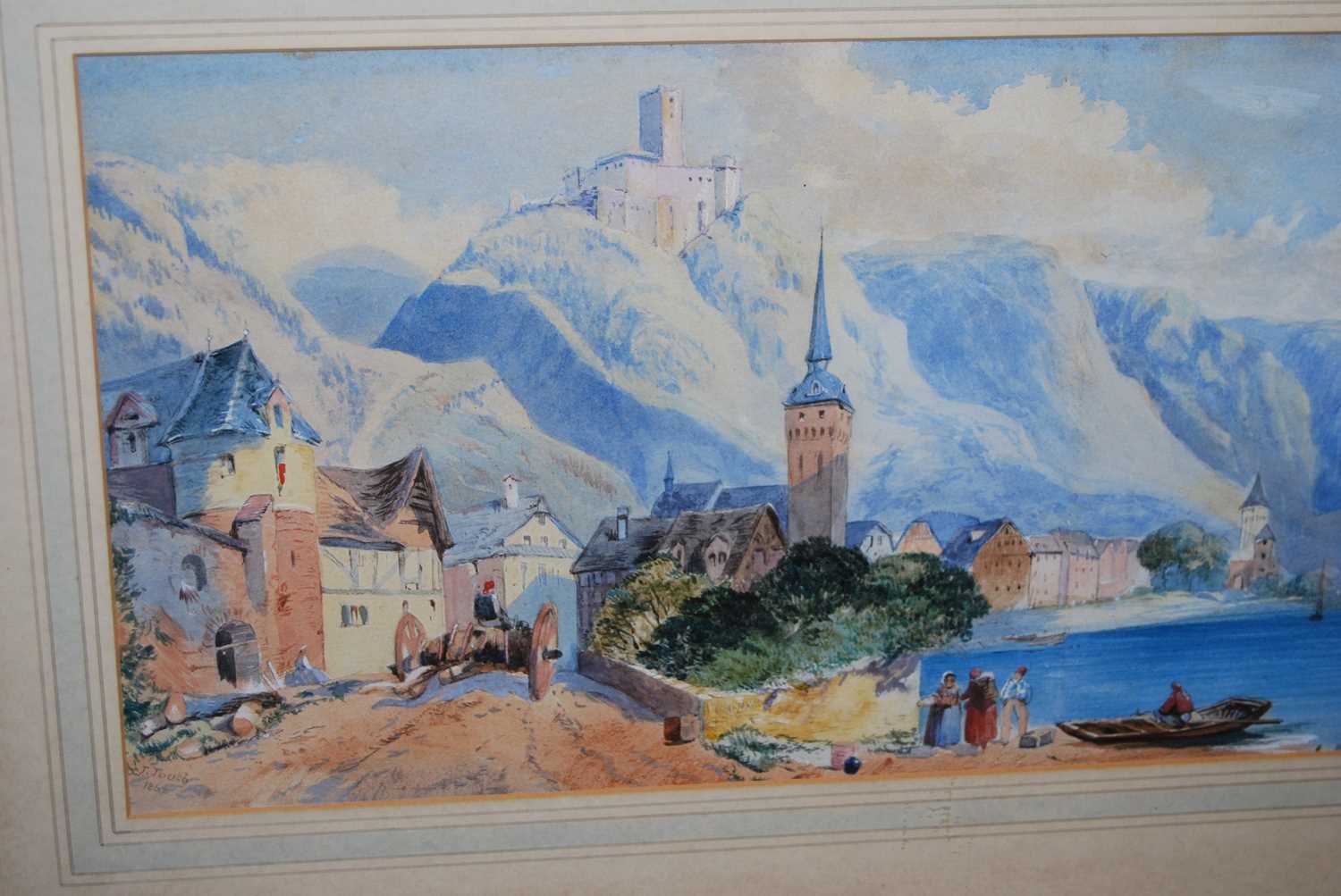 J Tooth - an Alpine lake, watercolour, signed and dated lower left 1864, 23x58cm, and one other - Image 6 of 8