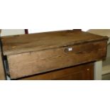 A rustic pine slope front table top hinged clerk's desk, enclosing twin drawer interior, width 95.