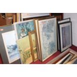 Assorted pictures and prints to include French oleograph etc