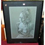 Anthony Brandt (1925-2009) - Female semi-nude, half length portrait, lithograph, 3rd edition,