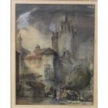 Aubrey Mussell - Morning, St Peter Mancroft, Norwich, watercolour, signed lower right, 33x25.5cm,
