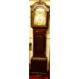 An early 19th century mahogany longcase clock, the painted arched moonphase dial signed Bristol,