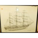 Robert Taylor - HMS Ark Royal print, Cutty Sark print, topographical engraving, contemporary