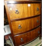 Occasional furniture to include; a small walnut bow front chest of three long drawers, width 51cm, a