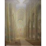 E Costin - Cathedral interior, oil on mill board, together with various other amateur works in