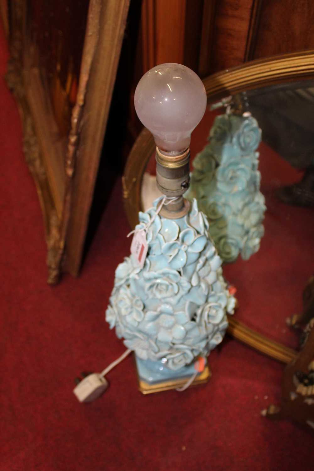 A turquoise glazed porcelain table lamp, height 41cm (excluding fittings) together with a gilt - Image 7 of 7