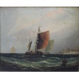 Circa 1900 school - Boats on the calm, oil on card, 23x28.5cm