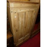 A reclaimed French pine single door side cupboard, having twin long lower drawers, width 94cm