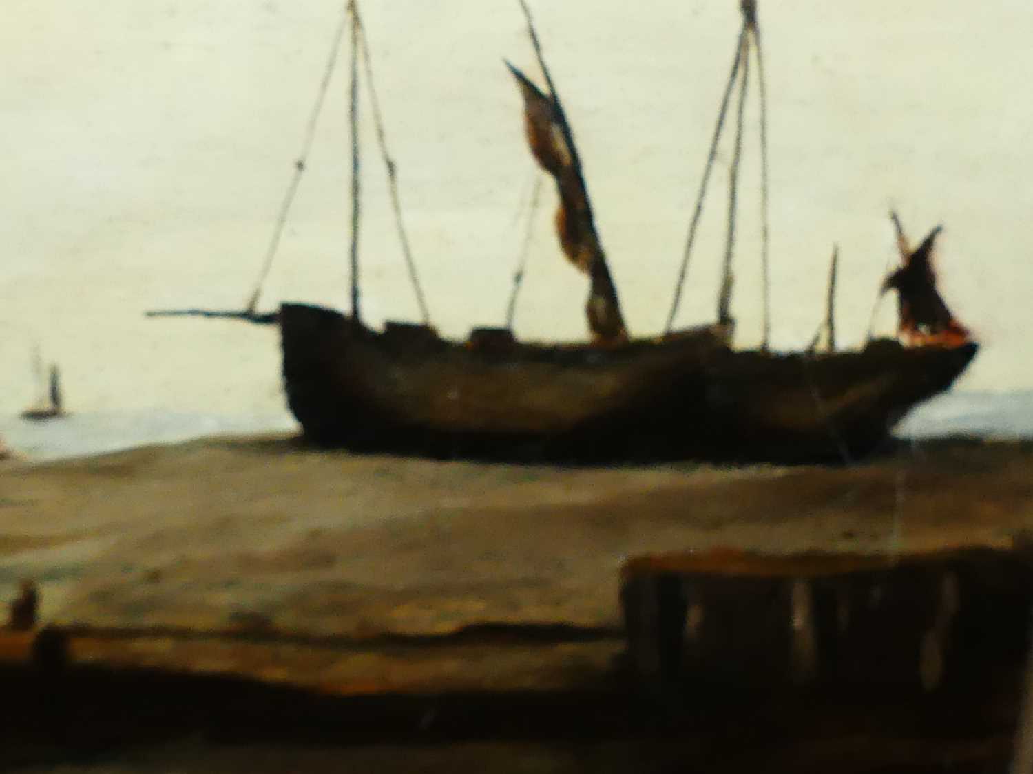 Attributed to Robert Miller - coastal scene at low tide, oil on canvas board, 38x49cm - Image 4 of 6