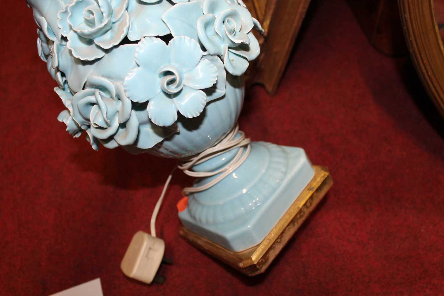 A turquoise glazed porcelain table lamp, height 41cm (excluding fittings) together with a gilt - Image 6 of 7