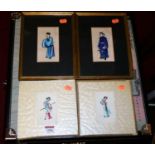 A pair of Chinese watercolours on ricepaper, each being full length portrait studies, 13 x 7cm;