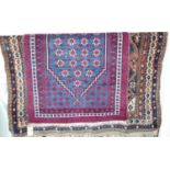 A Persian woollen blue ground Shiraz rug, 150 x 115cm, together with a further Persian woollen