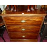 An early 20th century mahogany bank of three long drawers, width 80cm